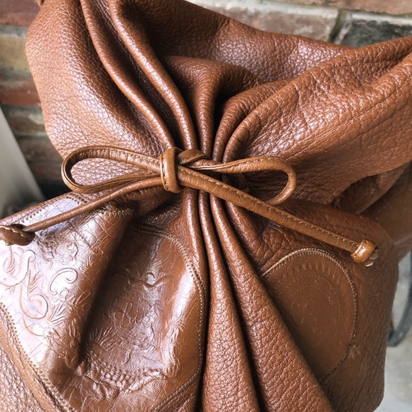 Carlos Falchi vintage brown Buffalo leather signature tote - Picture 13 of 16